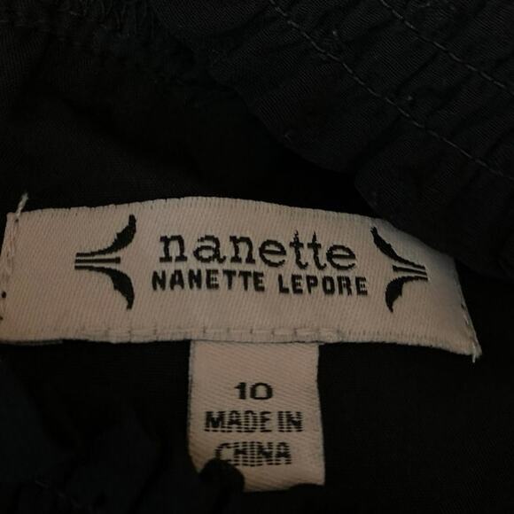 Nanette Lepore Black Half Sleeve Swiss Dot Mock Neck Fit & Flare Maxi Dress 10 - Picture 4 of 5